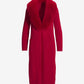 Faux Fur Collar Ribbed Long Cardigan Jester Red