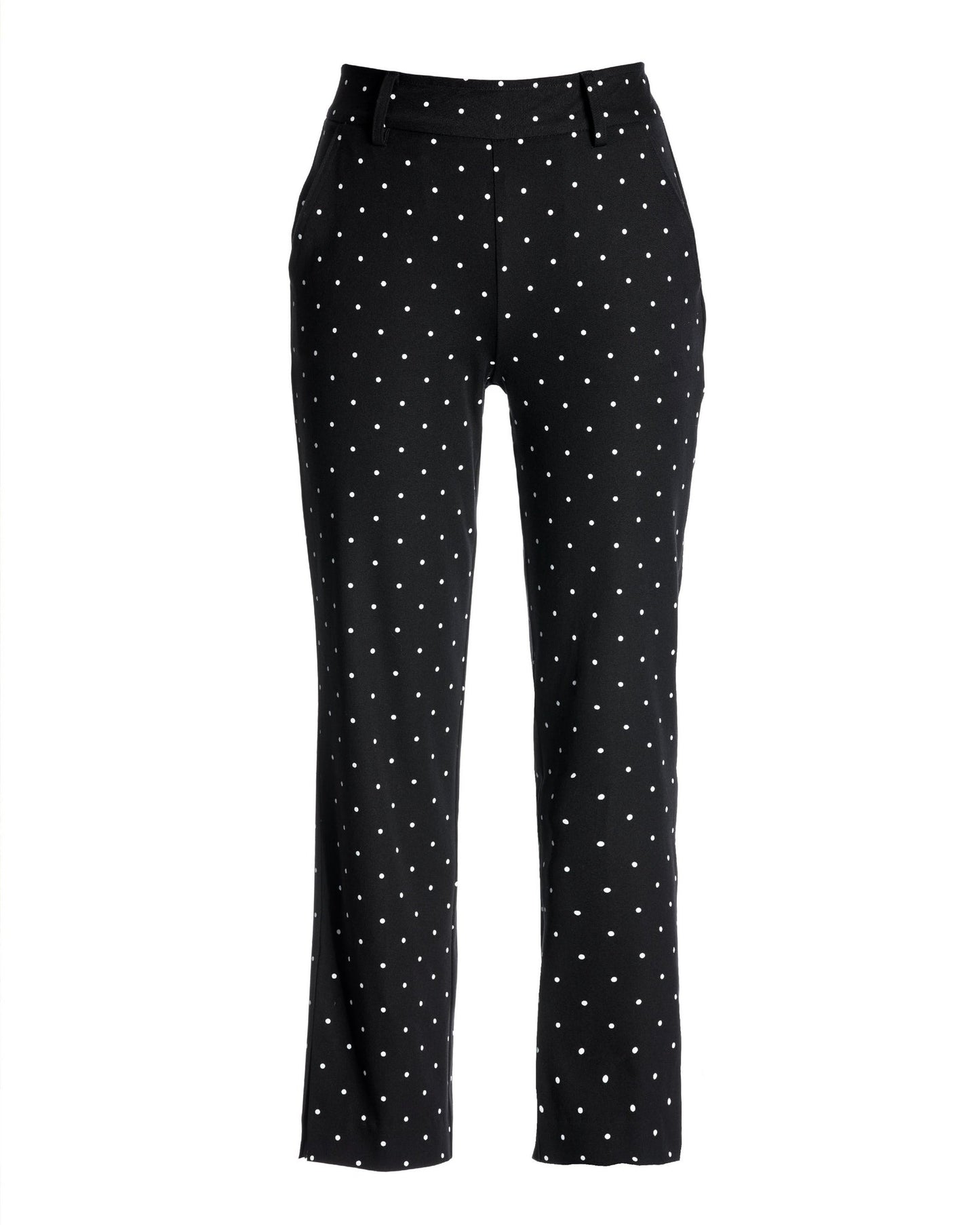 Newport Twill Pull On Cropped Polka Dot Print Pant Black/White