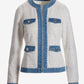 Shimmer Tweed Denim Trim Jacket Off White