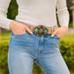 Marble And Gem Detail Leather Belt Turquoise Multi