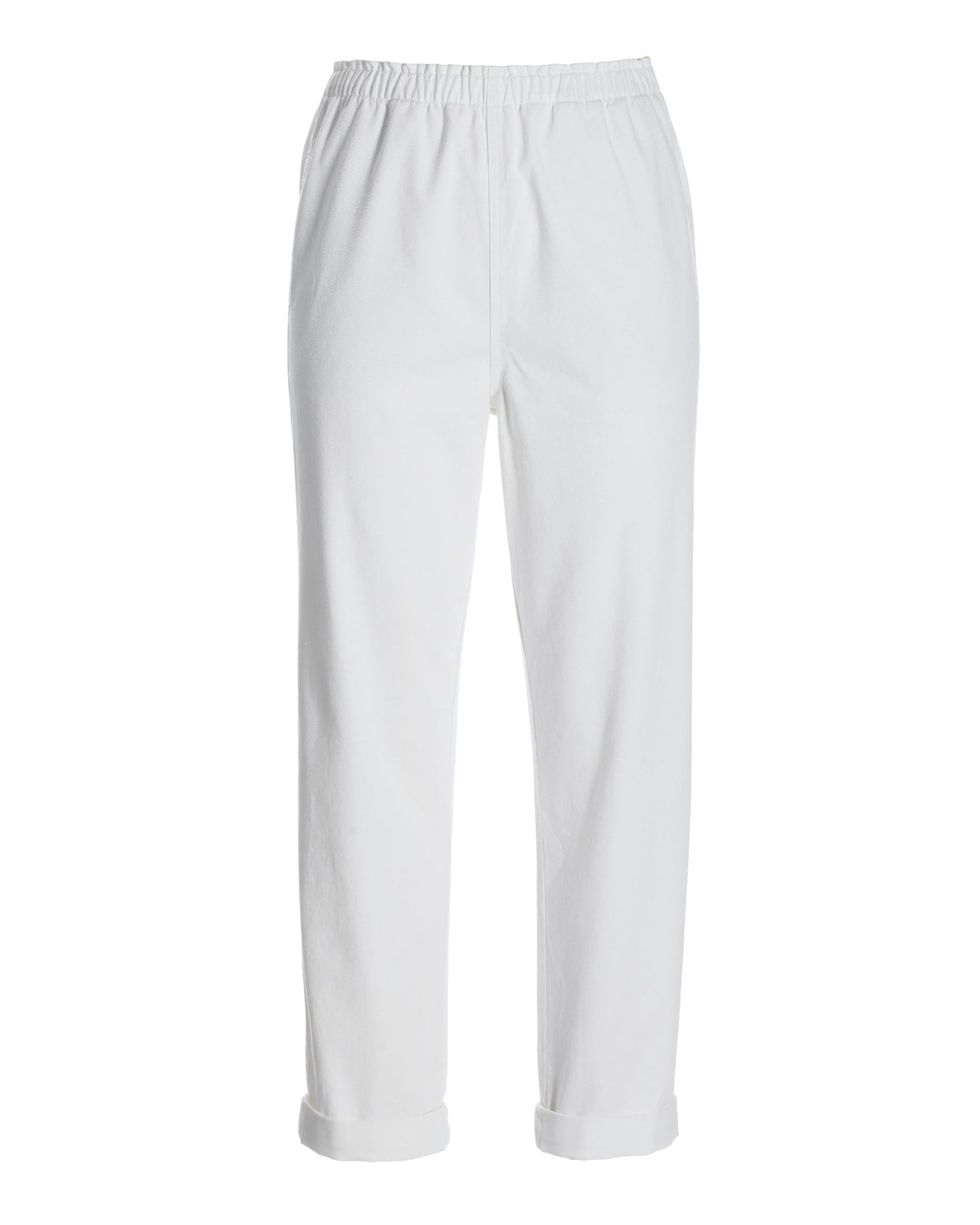 Sedona Pull On Rolled Cuff Straight Leg Pants White