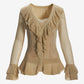 Ruffle Metallic Sweater Gold