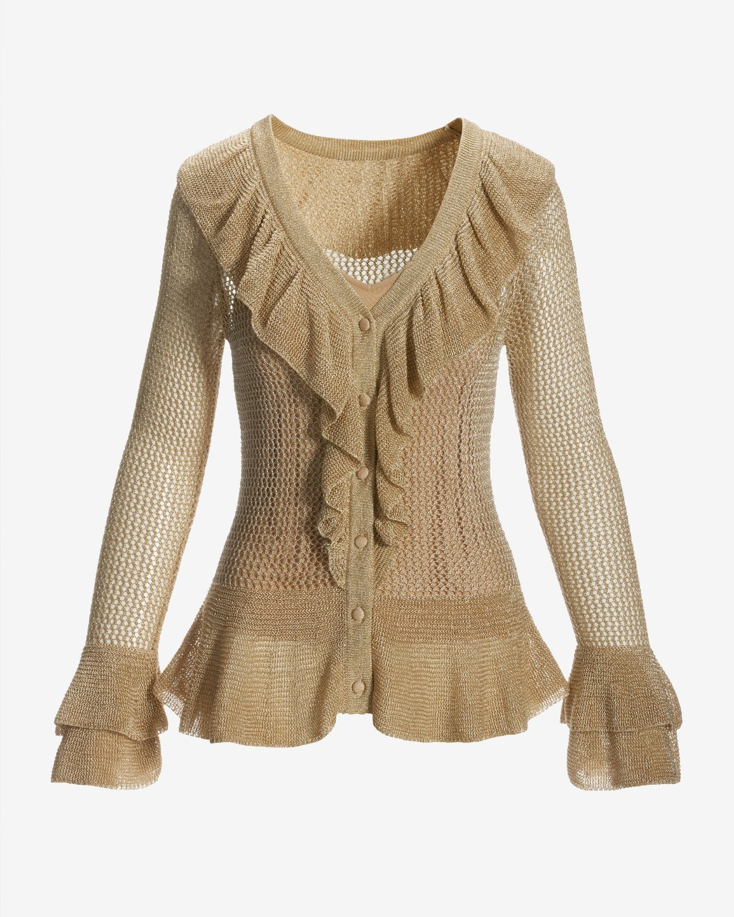 Ruffle Metallic Sweater Gold