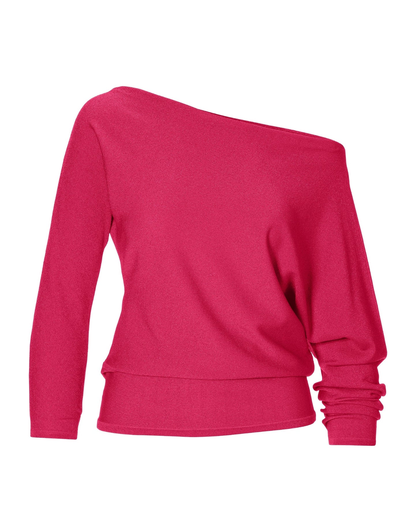Metallic Slouchy Sweater Hot Pink