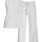 French Terry Sleeveless Cropped Pant Set White