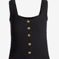 Button Detail Sweater Tank Black