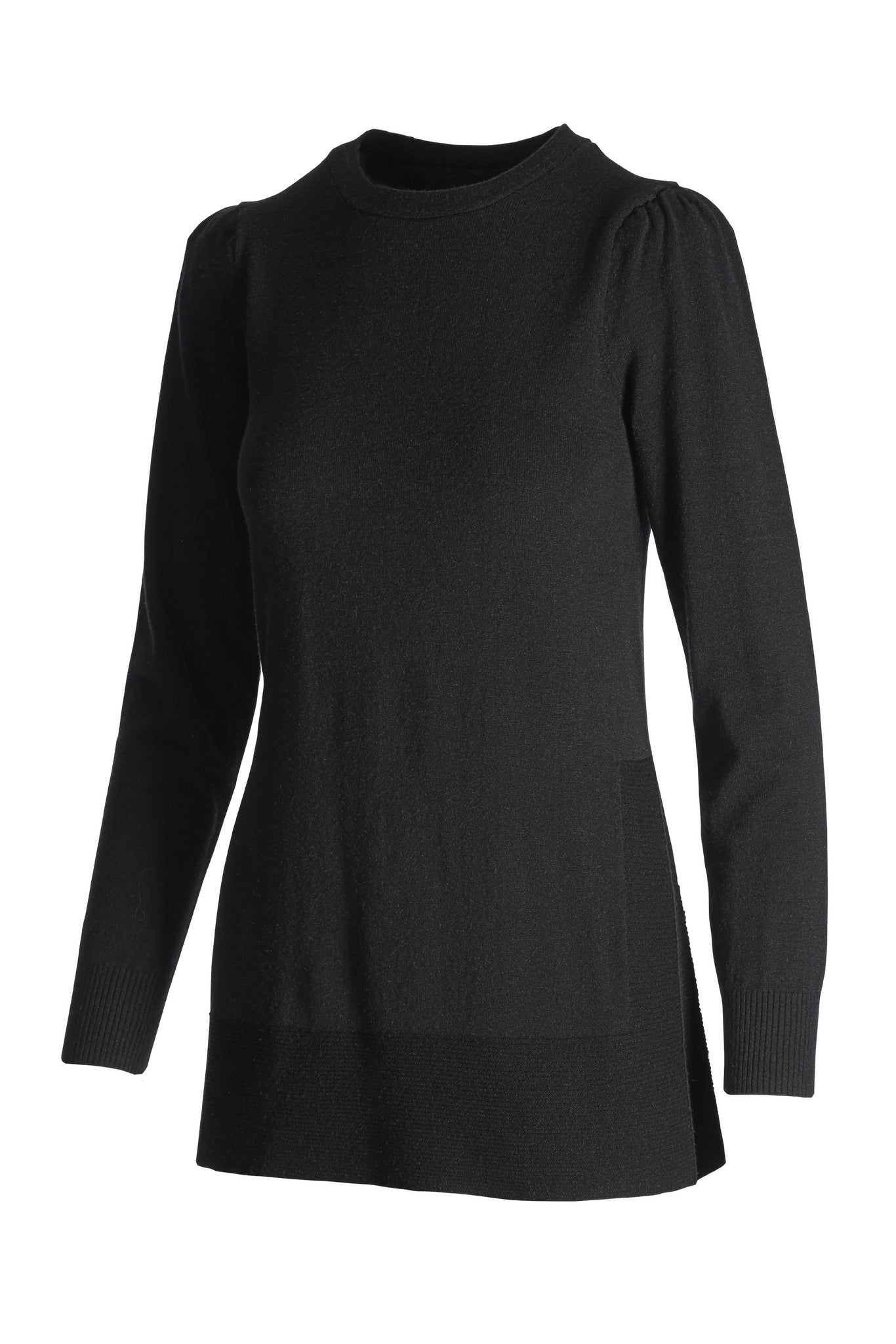 Puff-Sleeve Side Slit Sweater Proper Black