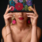 Embroidered Beaded Clutch Black Multi