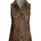 Leopard Zip-Up Collared Knit Top Multi