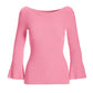 Ribbed Boatneck Flare Sleeve Sweater Begonia Pink