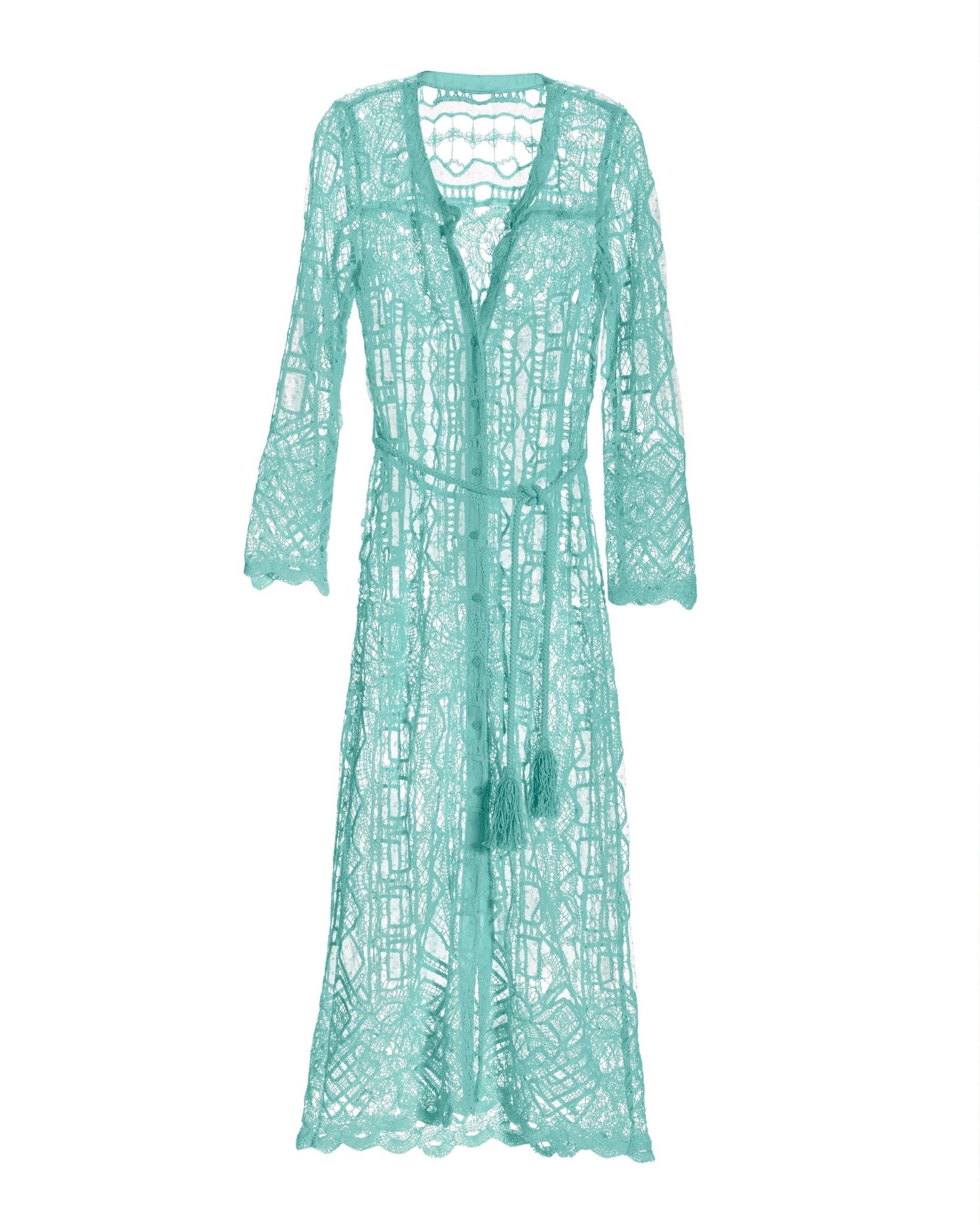 Mesh Crochet Mix Duster Tanager Turquoise