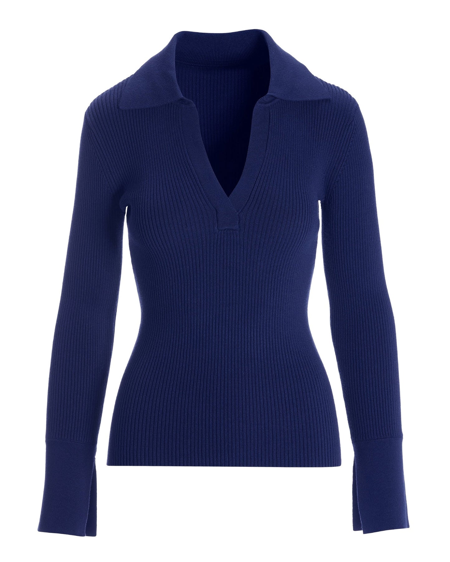 Ribbed Collar Sweater Navy