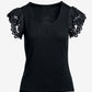 Scallop Lace Sleeve Knit Top Black