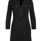 Collared Lace Up French Terry Dress Black