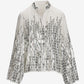 Mirror Sequin Blouse White Silver