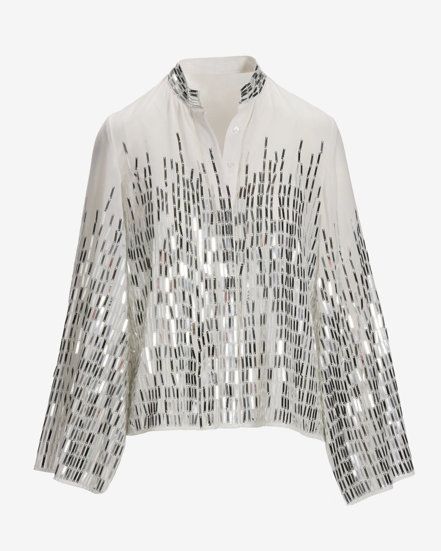 Mirror Sequin Blouse White Silver