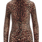 Neutral Animal Turtleneck Knit Long-Sleeve Top Brown Multi