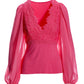 Scallop Lace Long Sleeve Top Magenta