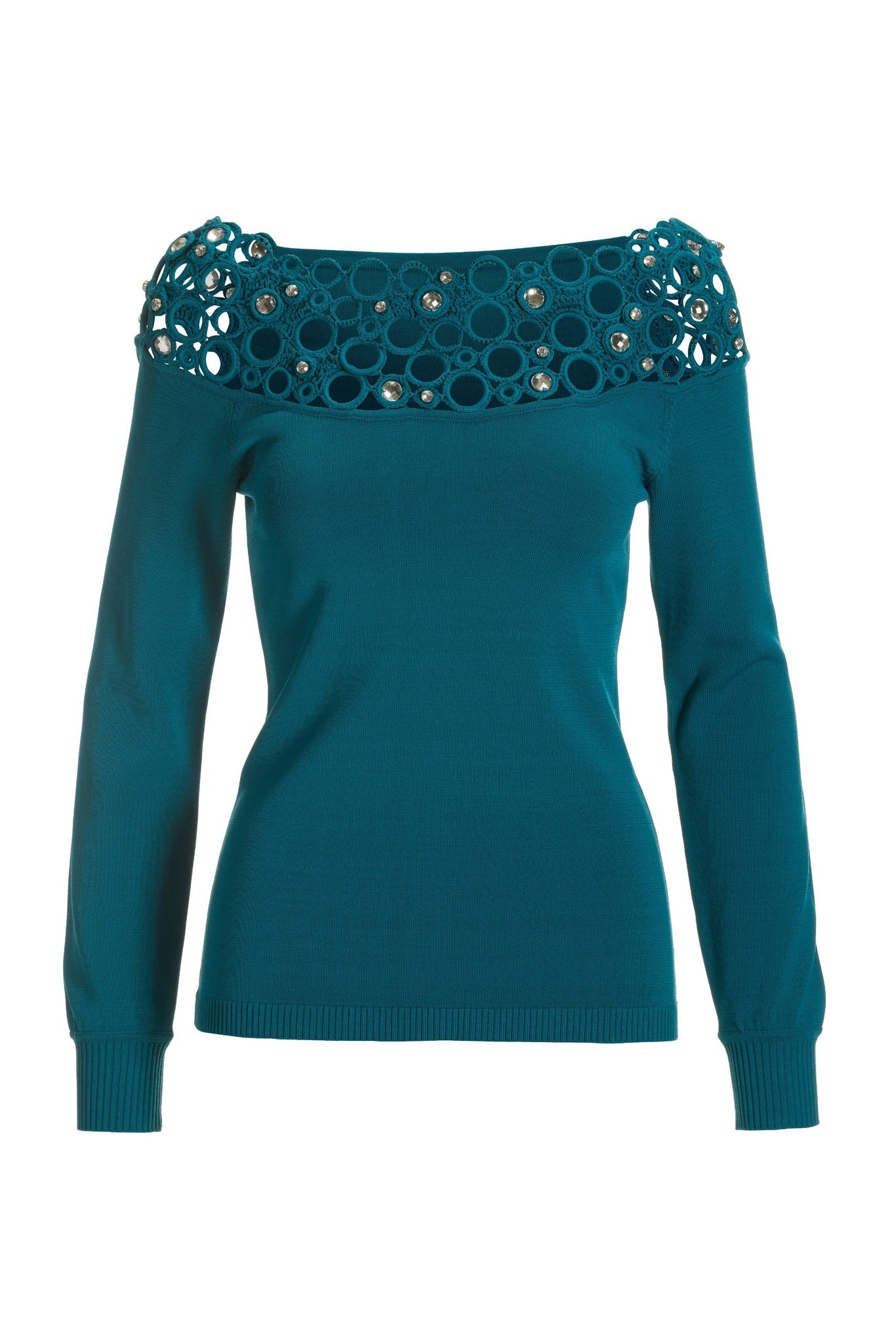 Embellished OTS Sweater Ocean Depths