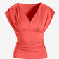 So Modern Ruched V Neck Knit Top Shell Pink