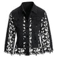 Embellished Lace Three-Quarter Sleeve Denim Jacket Black