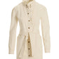 Ruffle Trim Denim Utility Jacket Off White