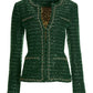 Chain Detail Tweed Jacket Green