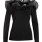 Organza Ruffle Off the Shoulder Top Black