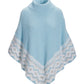 Plush Fair Isle Pearl Embellished Poncho Airy Blue