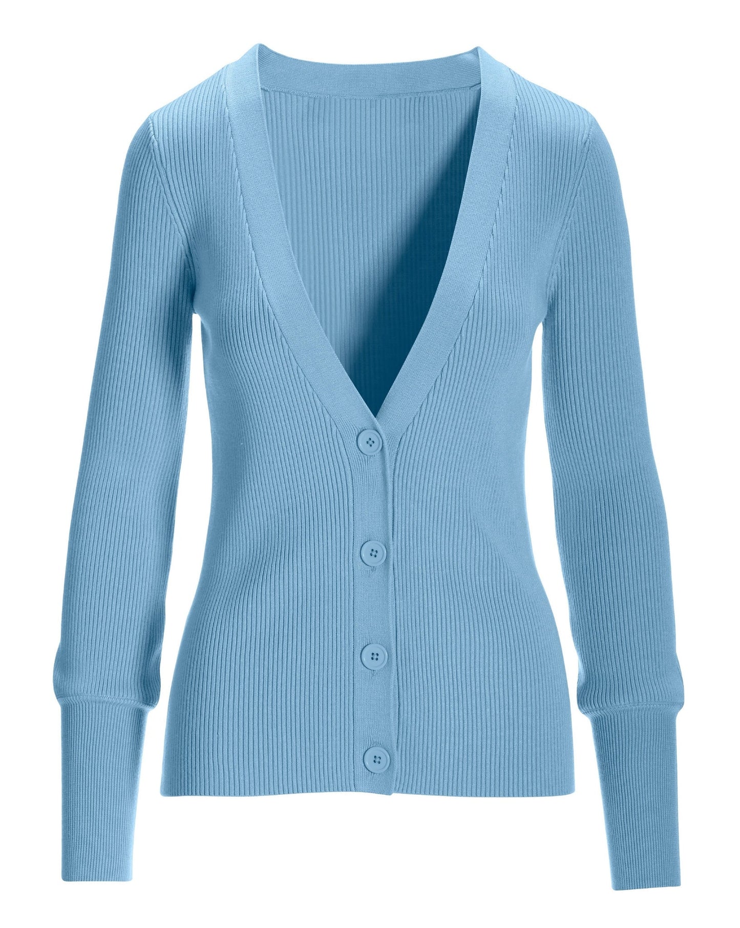 Ribbed Sweater Button Cardigan Airy Blue