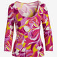 So Effortless Print Scoop Neck Knit Top Sunset Abstract