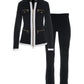 Chic Zippered Sport Coordinate Set Black/White