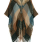 Plaid Faux Fur Fringe Poncho Multi