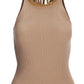 Lurex Ribbed Chain Sweater Tank Gold