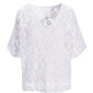 Crochet Effortless V Neck Short Sleeve Sweater White