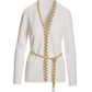 Chain Detail Cardigan Off White/Gold