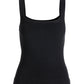 Ribbed Square Neck Sweater Tank Black