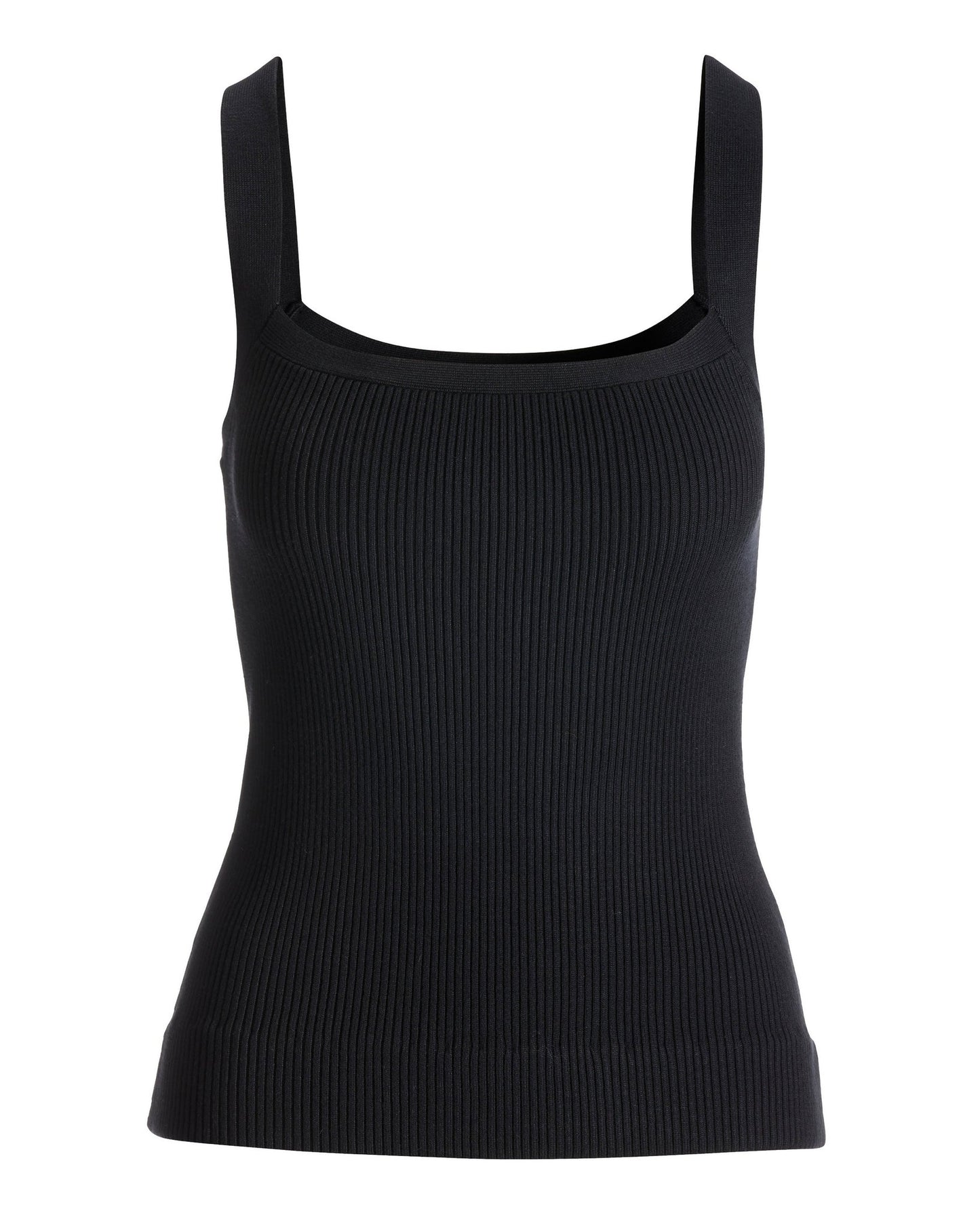 Ribbed Square Neck Sweater Tank Black