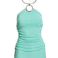High Neck Hardware Slinky Tunic Turquoise