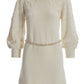 Pearl Sweater Dress with Belt Off White