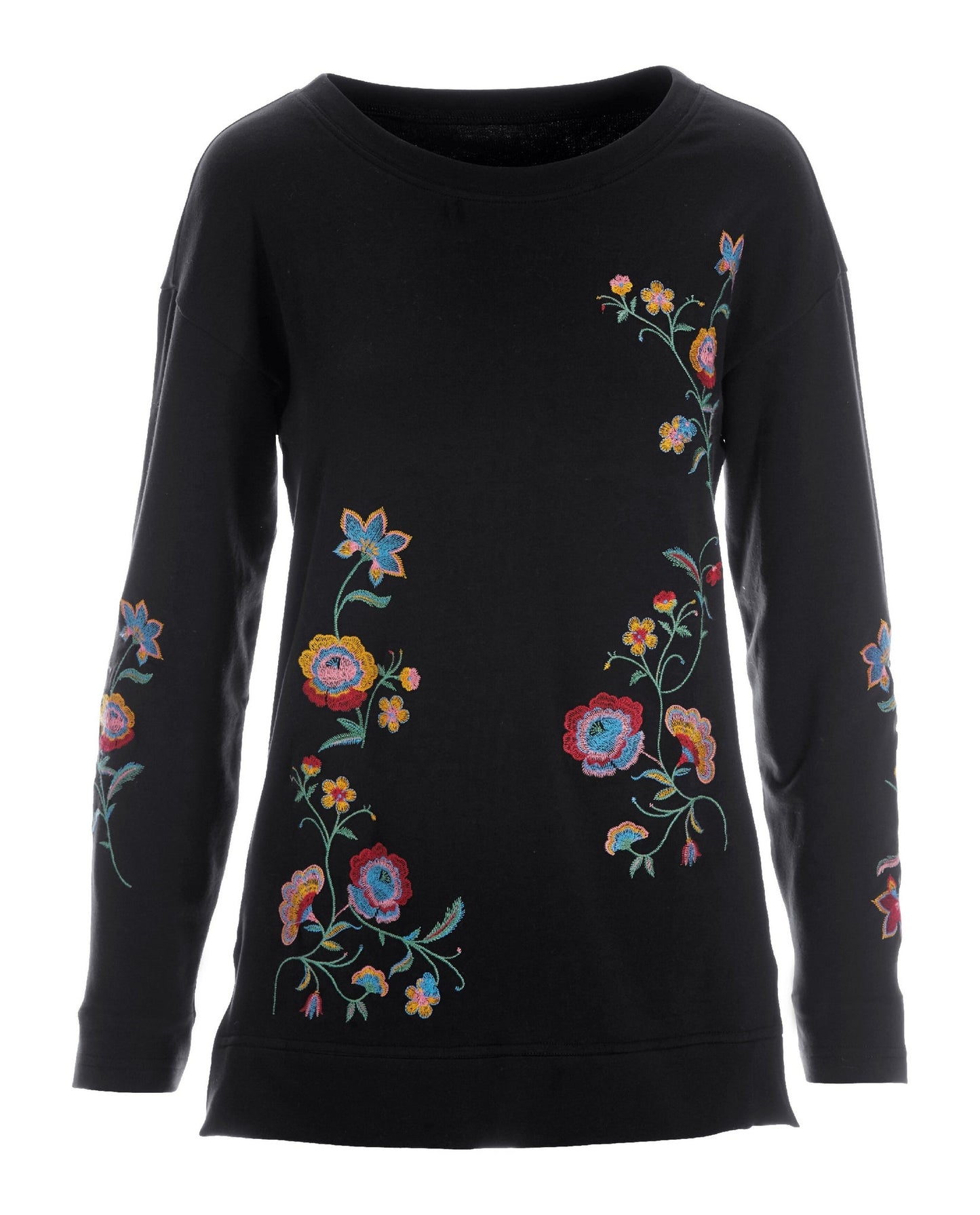 Embroidered Tunic Sweatshirt Black Multi
