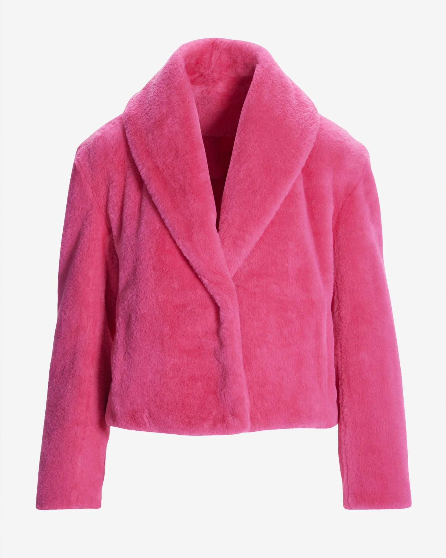 Shawl Collar Versatile Faux Fur Chubby Azalea Pink