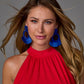 Beaded and Fringe Drop Earring Blue