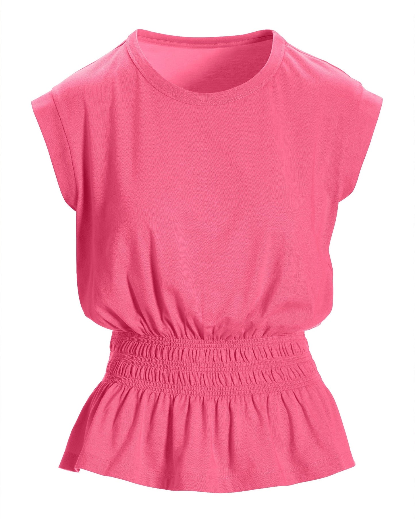 Smocked Peplum Tee Aurora Pink