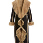 Faux-Fur Cascading Coat Black/Brown