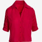 Ruched Sleeve Button Up Shirt True Red