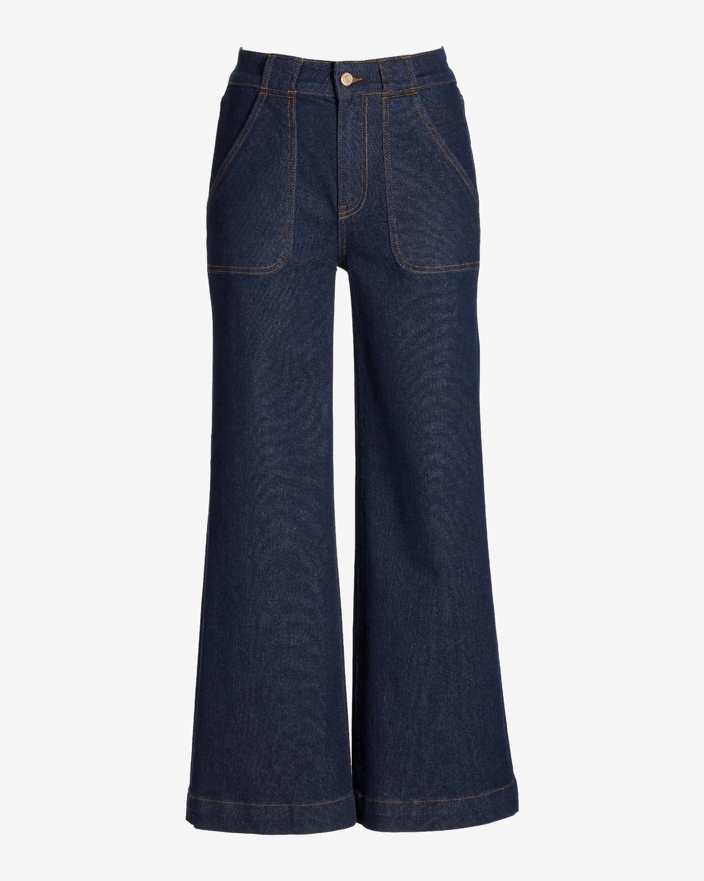 Malibu High Rise Patch Pocket Wide Leg Jean Dark Rinse