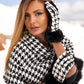 Houndstooth Faux Fur Glove Black