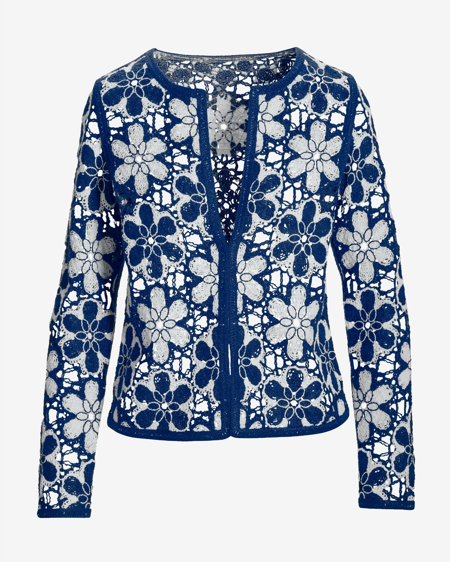 Crochet Cardigan Navy/White