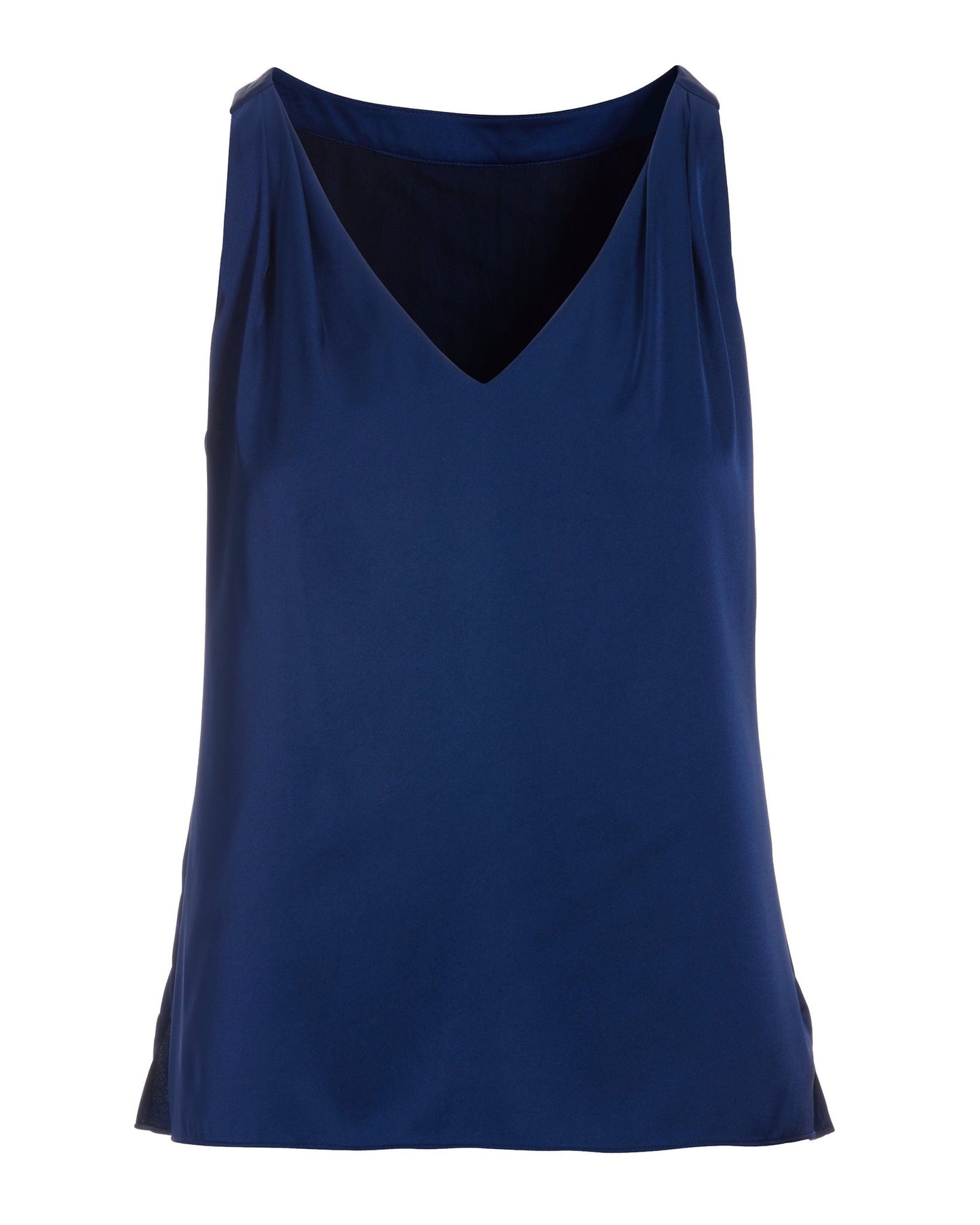 Nikki V-Neck Charmeuse Blouse Navy
